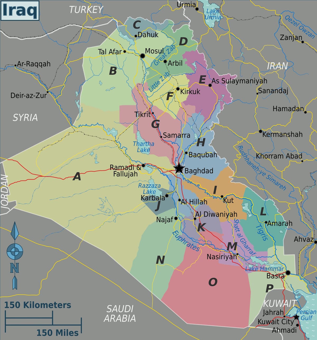 ਨਕਸ਼ਾ ਇਰਾਕ ਦੇ ਖੇਤਰ